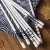Palillos de Cerámica Estilo Japonés para Uso Doméstico, Resistentes al Moho, Antideslizantes, Saludables, Ecológicos, Fáciles de Limpiar, Resistentes a Altas Temperaturas, Palillos y Tazones de Porcelana de Hueso No Deformables