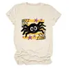 Amazon eBay sitio independiente moderna y única camiseta de mujer con estampado de araña, rayas, estrellas, cuello redondo, manga corta para exportación