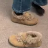 Zapatos Birkenstock Peludos de Suela Gruesa Retro para Mujer 2026 Nuevos de Invierno para Exteriores Antideslizantes Forrados de Felpa Cálidos Versátiles Zapatos de Algodón para Nieve