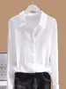 Camisa Blanca de Manga Larga con Rayas Verticales y Textura de Primavera Transfronteriza Europea y Americana de Amazon