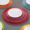 Platos redondos de melamina, platos de servicio de plástico para restaurante, tazones de arroz comerciales con tapa, platos redondos blancos específicos para buffet de hotel, vajilla de hueso