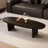 Nova Mesa de Centro de Madeira Maciça Estilo Wabi-Sabi 2026 para Sala de Estar, Uso Doméstico, Luxo Leve, Sensação de Alta Qualidade, Mesa de Centro Oval Preta Longa