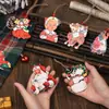Adornos navideños de madera estilo retro americano, colgantes de madera nostálgicos de muñeco de nieve y Papá Noel, etiquetas colgantes para decoración de árbol de Navidad, regalos
