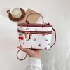 Bolso caja nuevo con estampado de cerezas dulces, bolso de mano moderno de color block, bolso de hombro y cruzado fresco y juvenil