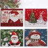 Nuevo mantel individual decorativo de tejido de punto transfronterizo de Mingguan, muñeco de nieve de Papá Noel, tapete aislante de dibujos animados, venta al por mayor transfronteriza