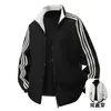 Estilo Primavera y Otoño Doble Cara Tres Rayas Moderna Cuello Alto Chaqueta Reversible de Béisbol para Hombre Ropa Exterior Casual Versátil Top