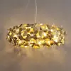 Lámpara Colgante Creativa Nórdica de Acero Inoxidable con Colgante de Pétalo Lámpara de Sala de Estar de Diseño Moderno Accesorio de Iluminación Decorativo Circular para Dormitorio