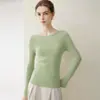 Prenda de una pieza a rayas sin costuras 100% cachemira otoño e invierno nuevo estilo suéter de punto de manga corta larga de cuello redondo para mujer