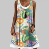 Venda Quente Transfronteiriça Novo Body Feminino Estampa Digital 3D Vestido de Praia Solto Casual Body Vestido Feminino
