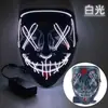Máscara Halloween Luminosa Transfronteriza El Luz Fría Negra Forma de V Cara de Fantasma de Terror Accesorios de Fiesta Danza Led