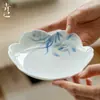 Estilo Dinastia Tang e Song Bandeja de Porcelana Pintada à Mão com Lótus para Uso Doméstico Azul e Branco Bandeja para Bule de Chá Acessórios para Cerimônia do Chá Bandeja para Lanches de Chá em Forma de Pétala Bandeja para Chá Seco