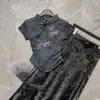 Nova Camiseta Bordada Retrô Estilo Chinês 2026 Verão Nova Versão Coreana Estilo Nacional Gola Alta Slim Manga Curta Top Emagrecedor para Mulheres