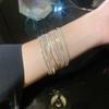 Zircônia pulseira aberta enrolada design de nicho strass pulseira empilhada estilo simples frio pulseira elegante de alto senso