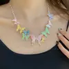 Collar Nuevo Rosa con Pedrería Europeo y Americano Moda Lujo Ligero Alto Valor de Color Cadena para Clavícula Forma de Gota Accesorios para Vestido de Cena de Novia