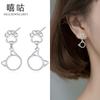 Xi goo E1357 S925 pendientes de plata con forma de gato hueco, sencillos y dulces, para mujer, con un temperamento lindo, regalo de cumpleaños para novias