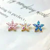 Pendientes de flor de cinco pétalos de marquise dorada de aleación de titanio F136, piercing labial de titanio G23 con rosca interna y circonita, piercing lingual, joyería para piercings
