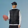 RUMENG Estilo Japonês Funcional para Exterior Repelente à Água Tricô Patchwork Colete de Penas Penas de Pato Branco Esportivo Gola Alta Colete de Penas