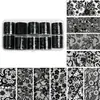 Serie de papeles de transferencia de encaje blanco y negro para accesorios de arte de uñas, papel de transferencia, papel de cielo estrellado, papel de transferencia de rejilla con borde de encaje, 10 rollos