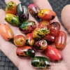 Ágata Pedra Preciosa Vermelha e Verde Contas Dzi Jade Contas Soltas Ágata Laranja Vermelho Amarelo Verde Passe-partout Oval Contas de Arroz Acessórios de Joias Contas