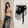 Bufanda Triangular con Flecos e Hilos Brillantes, Diseño de Nicho Multifuncional de Verano, Cinturón Decorativo de Alta Gama, Accesorio para Superponer