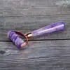Rodillo Masajeador Facial de Cristal Rosa, Bola Rodante de Resina No de Jade, Palo de Masaje para Lifting y Firmeza de Ojos y Rostro