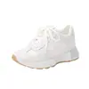 Zapatos de Entrenamiento Alemanes Versátiles de Estilo Nuevo 2026 para Mujer que Aumentan la Altura, Zapatos Retro 'Dad Shoes' de Suela Gruesa, Tenis Deportivos Casuales de Cuero Suave Blancos