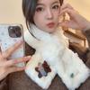 Bufanda Peluda de Color Sólido para Mujer, Calentador de Cuello de Felpa Suave Estilo Coreano para Niña Linda de Invierno, Cuello Cálido de Piel Sintética de Conejo Estilo Ins