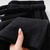 Calças casuais de atacado transfronteiriças com cordão, calças femininas de outono, longas, simples, elásticas, cintura alta, retalhos, soltas, retas, perna larga