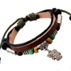 Colgante de búho pulsera de cuero genuino fábrica de joyería hecha a mano de piel de vaca pulsera de piel de vaca joyería japonesa y coreana