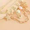 Moda Retro Transfronteriza Europea y Americana Metal Estrella de Cinco Puntas Perla Artificial Letra Broche Personalizado Versátil Pin Accesorio