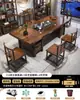 Mesa de Té Grande y Juego de Sillas Una Mesa Cinco Sillas Nuevo Estilo Chino Mesa de Café Juego de Té Integrado Juego Completo Oficina Hogar Estación para Preparar Té
