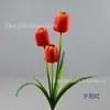 Flores artificiais de tulipa decoração de casa enfeites de flor falsa arranjo floral de mesa decoração de casamento 3 ramos de tulipa