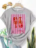 Tamanho Europeu Transfronteiriço Camiseta Casual Confortável de Verão Feminina com Estampa de Lagosta Americana Manga Curta Gola Redonda Moda Y2K
