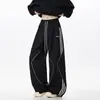Pantalones de Chándal Rayados Retro Americanos Hombre Marca de Moda Calle Alta Estilo Pareja Danza de Jazz Hip-Hop Rectos Casuales Largos