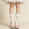 Meias Sociais Curta Lolita com Renda em Forma de Coração e Malha Respirável Estilo Verão Fino Meias Empilhadas Meias de Seda Gelada Meias de Renda na Panturrilha JK