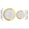 Bandejas de Plástico Desechables de Rejilla Pequeña 7.5 pulgadas 10.2 pulgadas con Fondo Blanco y Bordes Dorados, Bordes de Rejilla en V, Plástico Duro, Exclusivamente para Uso Transfronterizo