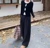 Calça de lã cinza wide leg para mulheres em estoque, outono e inverno, cintura semielástica, corte reto com caimento fluido, modelagem solta, afina a silhueta, calça longa casual versátil
