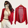 Chal cárdigan de punto casual estilo francés de seda helada para mujer, chaqueta fina de manga murciélago para primavera y otoño, chaleco protector solar para aire acondicionado