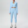 Novo Estilo Gola Halter Costas Bonitas Zíper Externo Jaqueta Roupa de Yoga Cintura Alta Levanta Bumbum Apertada Esportiva Corrida Fitness Conjunto de Três Peças