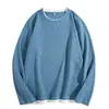 Playera de manga larga tipo waffle al por mayor, suéter para hombre con forro polar, cuello redondo para hombre, otoño e invierno, gruesa y cálida, top de ropa de dos piezas falsas