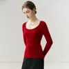 Nuevo Suéter de Cachemir 100% Puro Otoño/Invierno Cuello en U Ajustado Favorecedor Versátil Cálido Top Capa Base Tejido