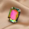 Anillo Elegante de Diamante con Garras Rectangular Octagonal Estilo Tweed Vidrio Electrochapado Pedrería Accesorios de Joyería de Mano Exagerados Simples