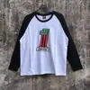 Camisetas Casuales Sueltas de Manga Larga Raglán con Bloques de Color Estampado de Letras Alcatraz para Hombre y Mujer Marca de Moda al por Mayor Transfronteriza