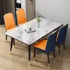 Mesa de comedor para apartamentos pequeños, mesa moderna minimalista, juego de mesa y sillas de comedor nórdicas de lujo ligero para 4-6 personas, mesa de comedor rectangular