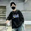 Camiseta casual de algodão puro com manga longa estilo coreano para meninos, com estampa de desenho animado, top infantil confortável para primavera e outono