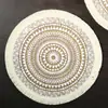 Atacado Transfronteiriço Redondo Simples Vento Cor Natural Tapete de Mesa Noturno Coaster Estilo Japonês Borla Verde Juta Jogo Americano