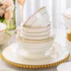 Louças de Mesa de Cerâmica Jingdezhen Conjunto de Pratos Domésticos Combinação de Pratos Porcelana Óssea Louças Leves de Luxo e Hashis Presente Atacado