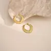Nuevos Pendientes Sólidos de Acero Inoxidable Martillado Irregular Geométrico, Simples y Versátiles, Tornillos para Oreja Chapados en Oro de 18K