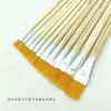 Pincel de Mango de Madera Natural con Cerdas de Nylon para Gouache, Acuarela, Pintura Acrílica, Pincel Plano Industrial para Principiantes y Niños