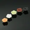 Puxador de Cerâmica para Móveis Gaveta de Armário Buraco Único Moderno Simples Pastoral Preto e Branco Estilo Europeu Buraco Único Redondo Puxador de Flor Rosa